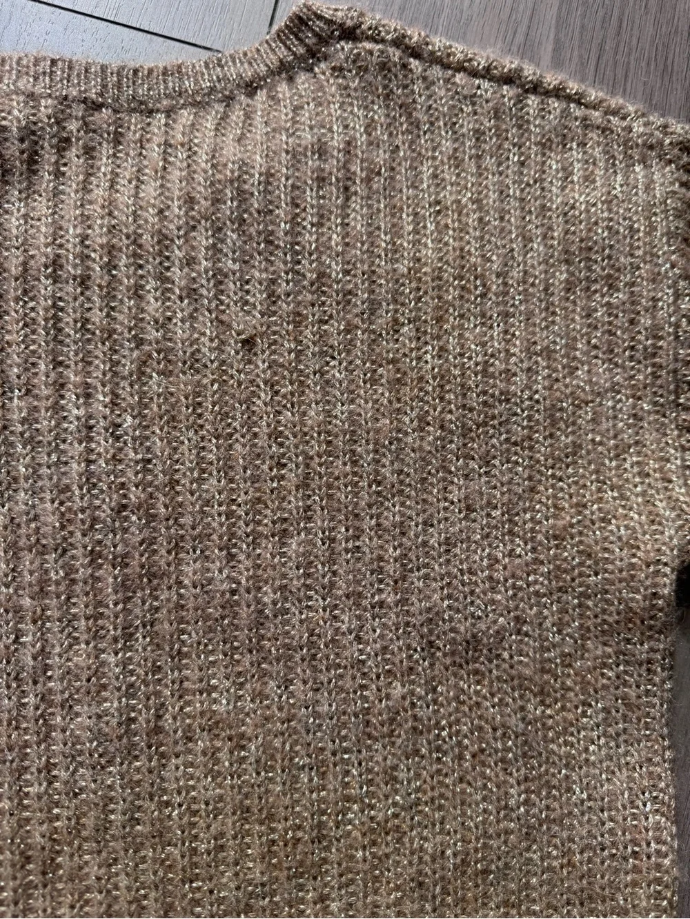 Banana Republic M Gold Wool Alpaca Ribbed Crewneck Sweater Preppy Quiet Luxury